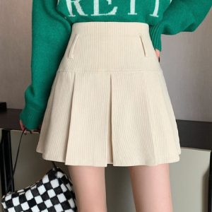 Corduroy Pleated Skirt